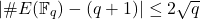 \[ \left| \#E(\mathbb{F}_q) - (q + 1) \right| \leq 2\sqrt{q} \]